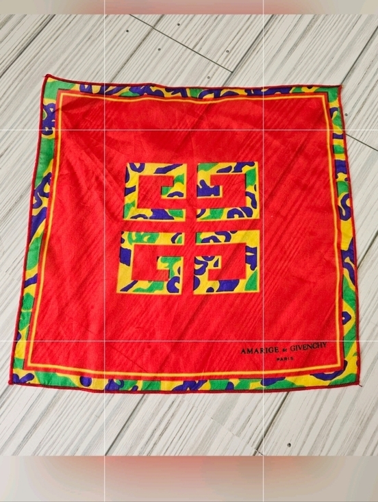 Givenchy Accessories - Givenchy Amarige Silk Scarf Red Yellow Made in France